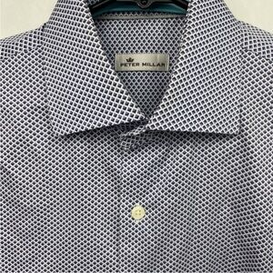 Peter Millar Shirt - white/burgundy diamond print long sleeve button up